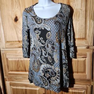 Nandashe Paisley Print Blouse – Women’s Medium – Rayon/Spandex